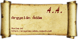 Argyelán Ádám névjegykártya